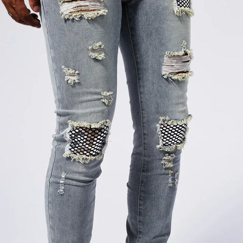 RESHAKE Ripped Slim Fit Stretch Jeans