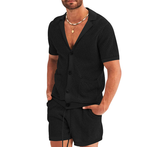 NEW Men's Mesh Knit Leisure Two-Piece Suit