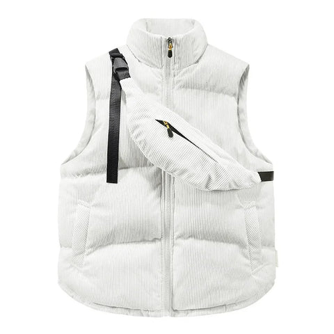 Men's Corduroy Winter Vest With Chest Pack