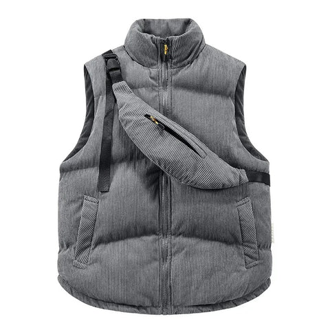 Men's Corduroy Winter Vest With Chest Pack