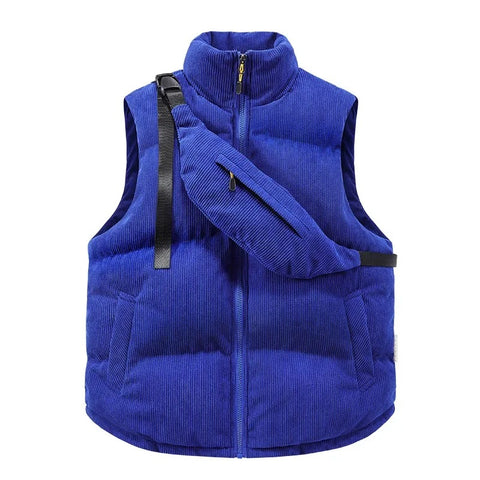 Men's Corduroy Winter Vest With Chest Pack