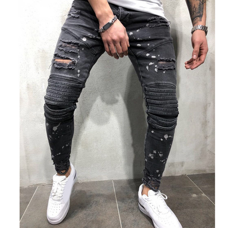 Men's Fashion Mid Waist Slim Fit Jeans