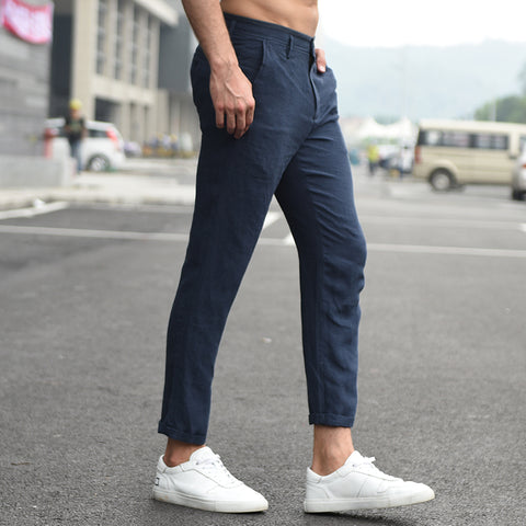 Pantalones de lino transpirables para hombre