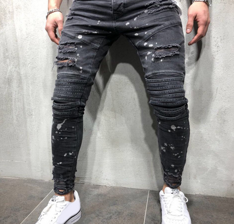 Men's Fashion Mid Waist Slim Fit Jeans