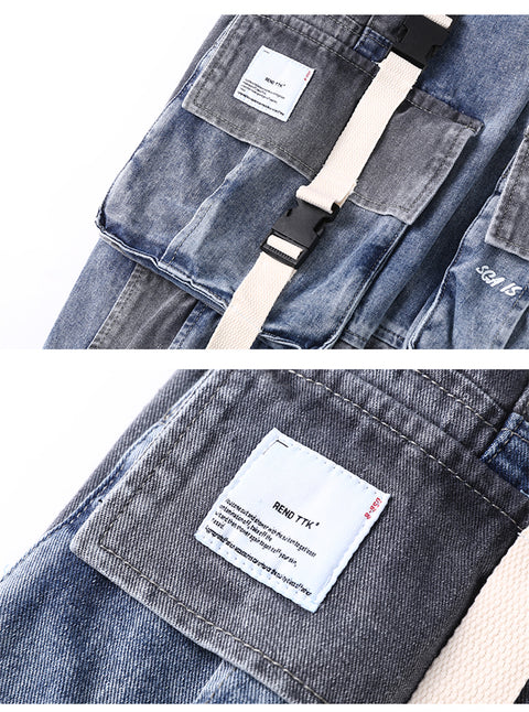 Pantalones cargo informales con parche de color para hombre