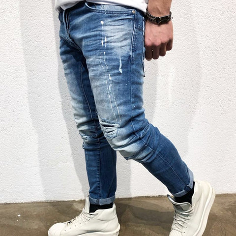 Men's Fashion Mid Waist Slim Fit Jeans