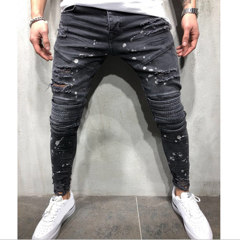 Men's Fashion Mid Waist Slim Fit Jeans