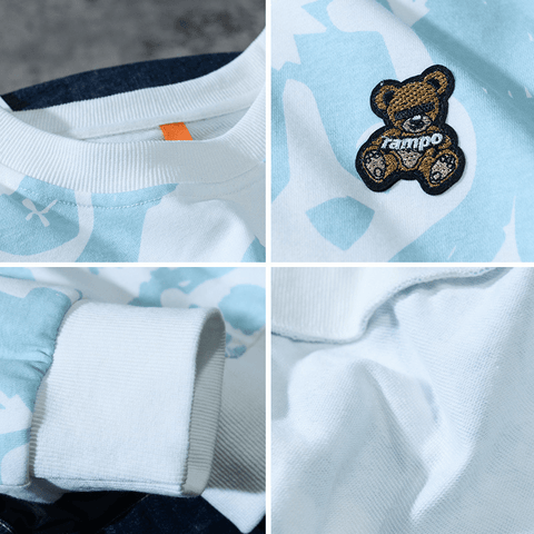 Bear Embroidery Long Sleeve Sweatshirt - Sweaters - NouveExpress