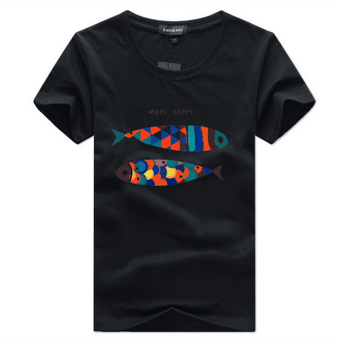 Casual Fashion More Happy Fish Print Short-Sleeve T-Shirt - T-Shirts - NouveExpress