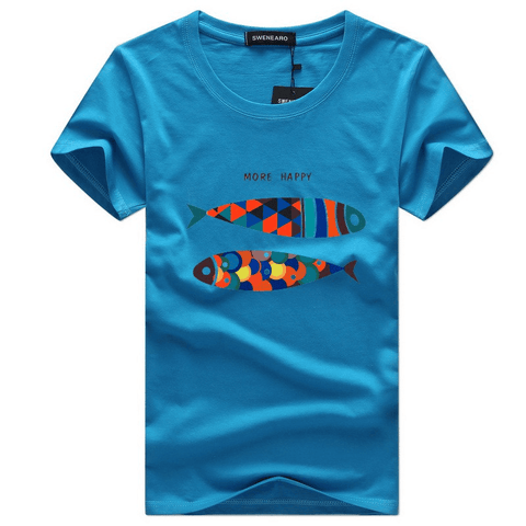 Casual Fashion More Happy Fish Print Short-Sleeve T-Shirt - T-Shirts - NouveExpress