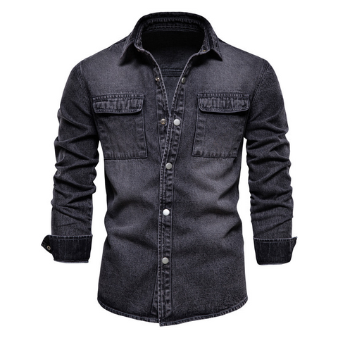 Chemise en jean à simple boutonnage pour hommes 