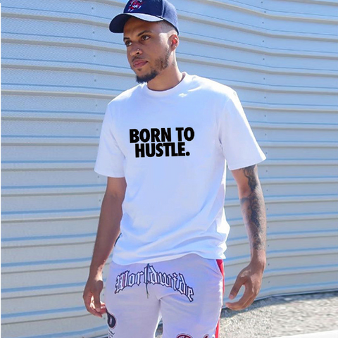 T-shirt décontracté Born To Hustle pour hommes 