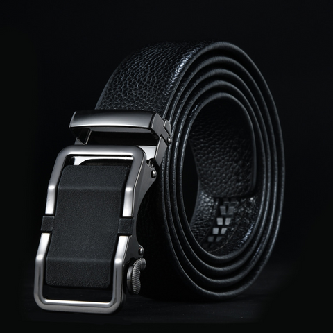 Frosted Alloy Buckle Litchi Grain Belt