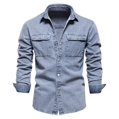 Chemise en jean à simple boutonnage pour hommes 