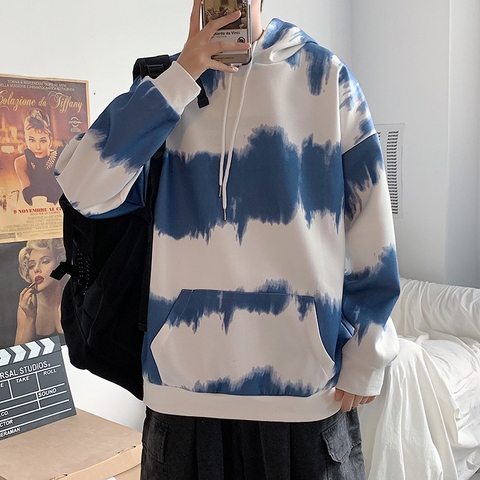 Sudadera con capucha extragrande con efecto tie-dye para hombre 