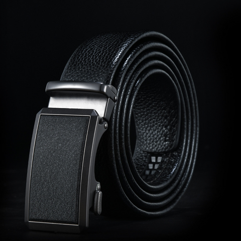 Frosted Alloy Buckle Litchi Grain Belt