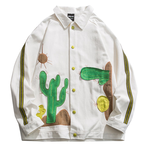 Camisa de hombre con patchwork de cactus en algodón