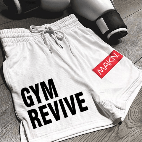 MAKN Revive Print Drawstring Elastic Waist Gym Shorts - Shorts - NouveExpress