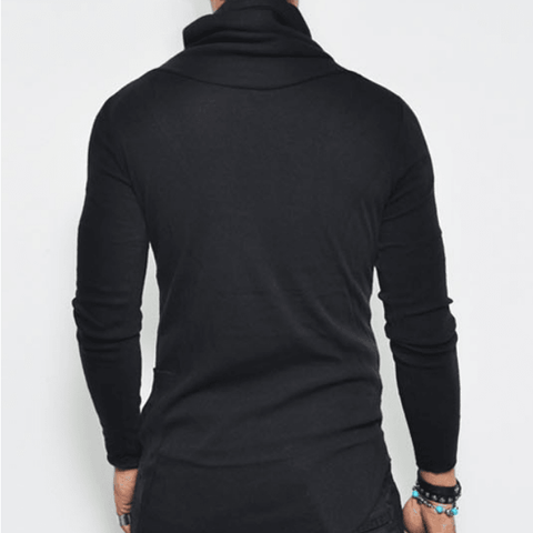 Men's Casual Cowl Neck Asymmetric Sweater - Sweaters - NouveExpress