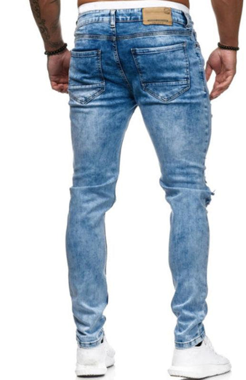 Men's Fashion Frayed Slim Fit Long Jeans - Jeans - NouveExpress