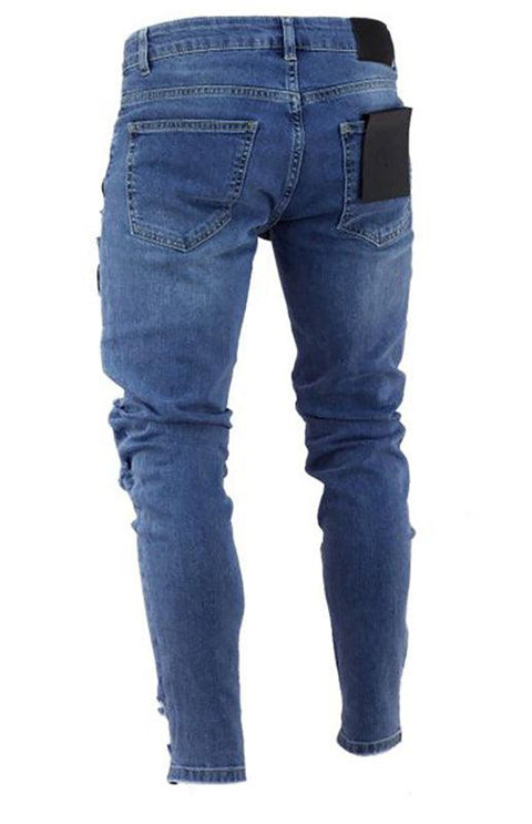 Men's Fashion Frayed Slim Fit Long Jeans - Jeans - NouveExpress