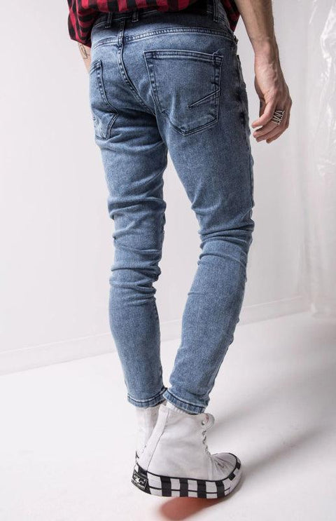 Men's Fashion Frayed Slim Fit Long Jeans - Jeans - NouveExpress