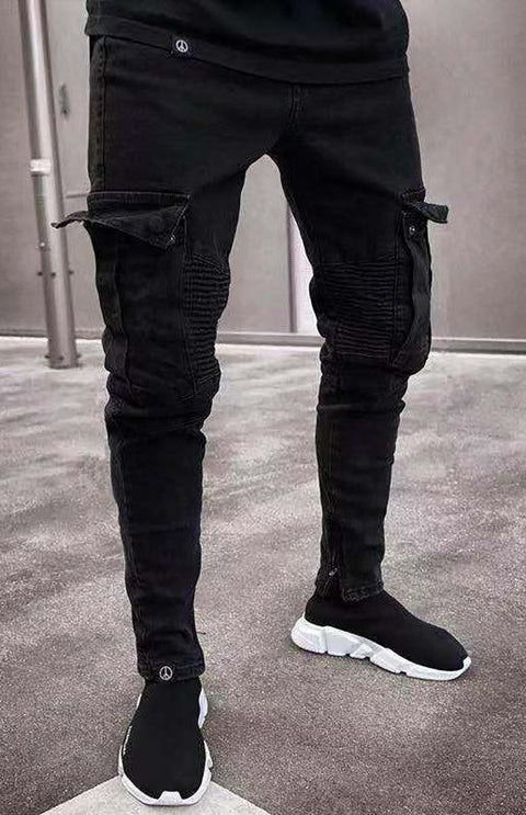 Men's Fashion Mid Waist Ripped Slim Jeans - Jeans - NouveExpress