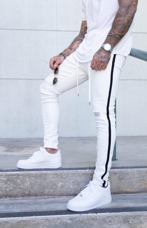 Men's Fashion Mid Waist Ripped Slim Jeans - Jeans - NouveExpress