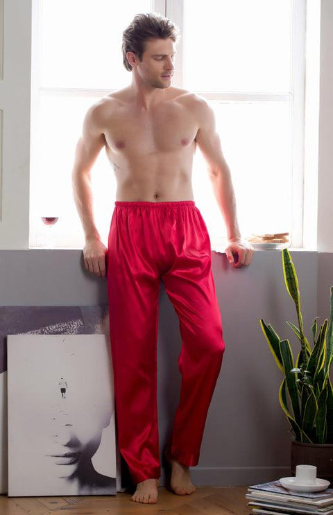 Men's pajamas ice silk pajamas large home clothes trousers -  - NouveExpress