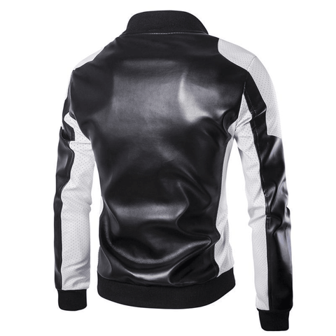 Men's PU Leather Patchwork Jacket - Jackets - NouveExpress