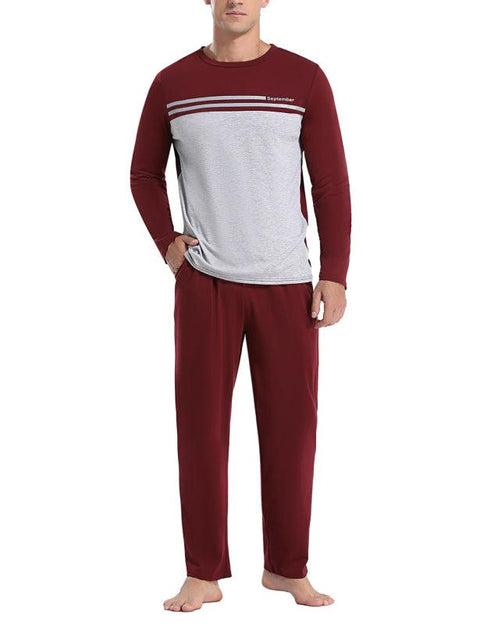 Men'S Round Neck Printed Pajama Set -  - NouveExpress