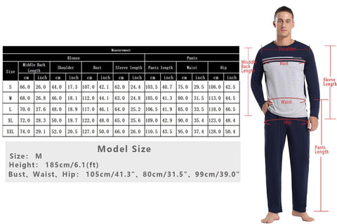 Men'S Round Neck Printed Pajama Set -  - NouveExpress