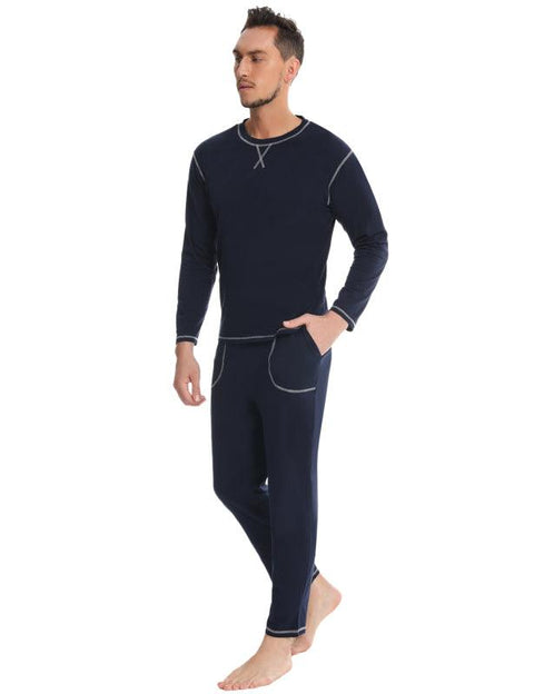 Men's Three-Needle Five-Thread Pajama Suit -  - NouveExpress