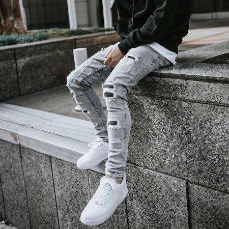 Mens Trend Ripped Skinny Jeans - Jeans - NouveExpress