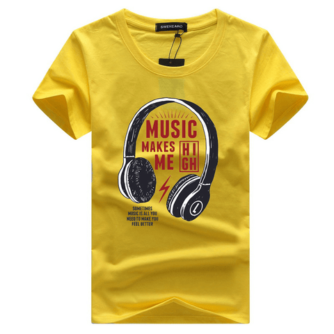 Music Makes Me High Cotton Short Sleeve T-Shirt - T-Shirts - NouveExpress