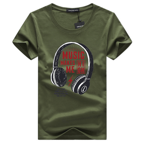 Music Makes Me High Cotton Short Sleeve T-Shirt - T-Shirts - NouveExpress