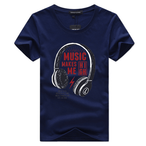 Music Makes Me High Cotton Short Sleeve T-Shirt - T-Shirts - NouveExpress