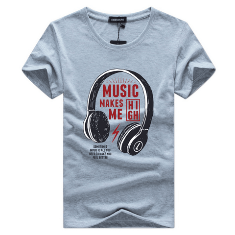 Music Makes Me High Cotton Short Sleeve T-Shirt - T-Shirts - NouveExpress