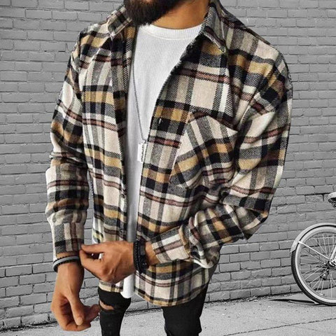 NEW Men's Fashion Plaid Casual Flannel Shirt | Slim Fit Style - Shirts - NouveExpress