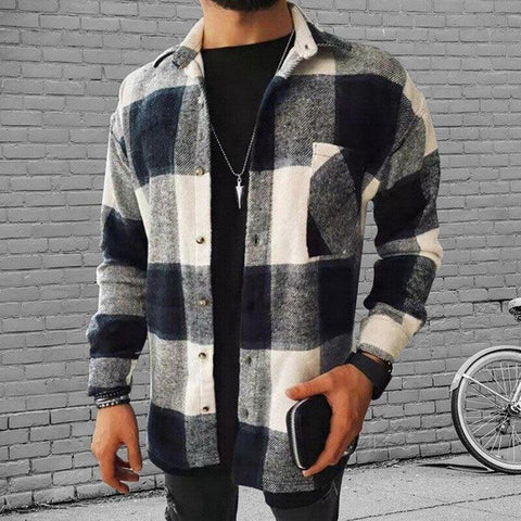 NEW Men's Fashion Plaid Casual Flannel Shirt | Slim Fit Style - Shirts - NouveExpress